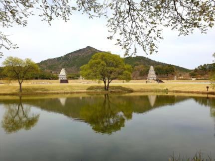 서연지에서 바라본 동서탑 전경