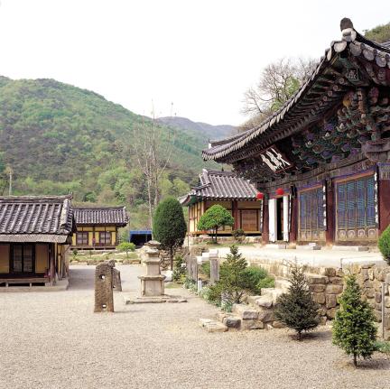 청룡사 대웅전 앞